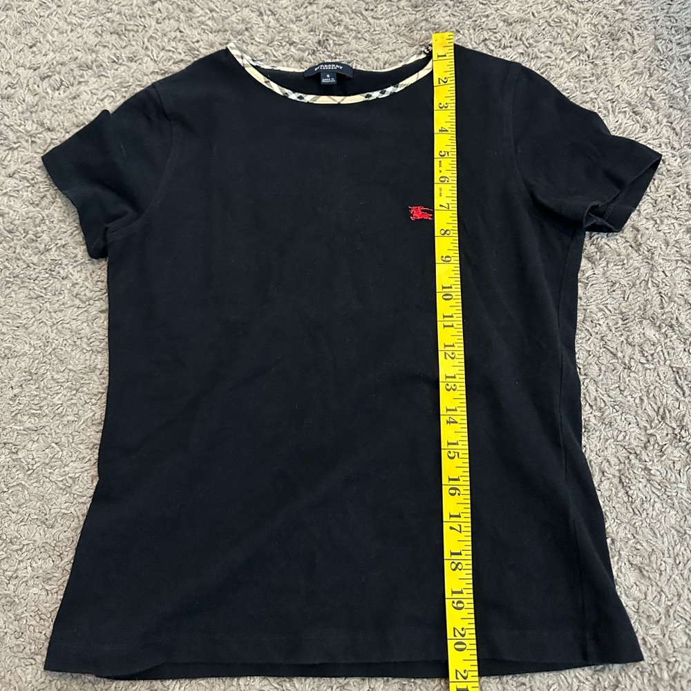 Burberry Black Tee with Red Logo and nova check Patterned Collar short sleeve - Picture 10 of 12